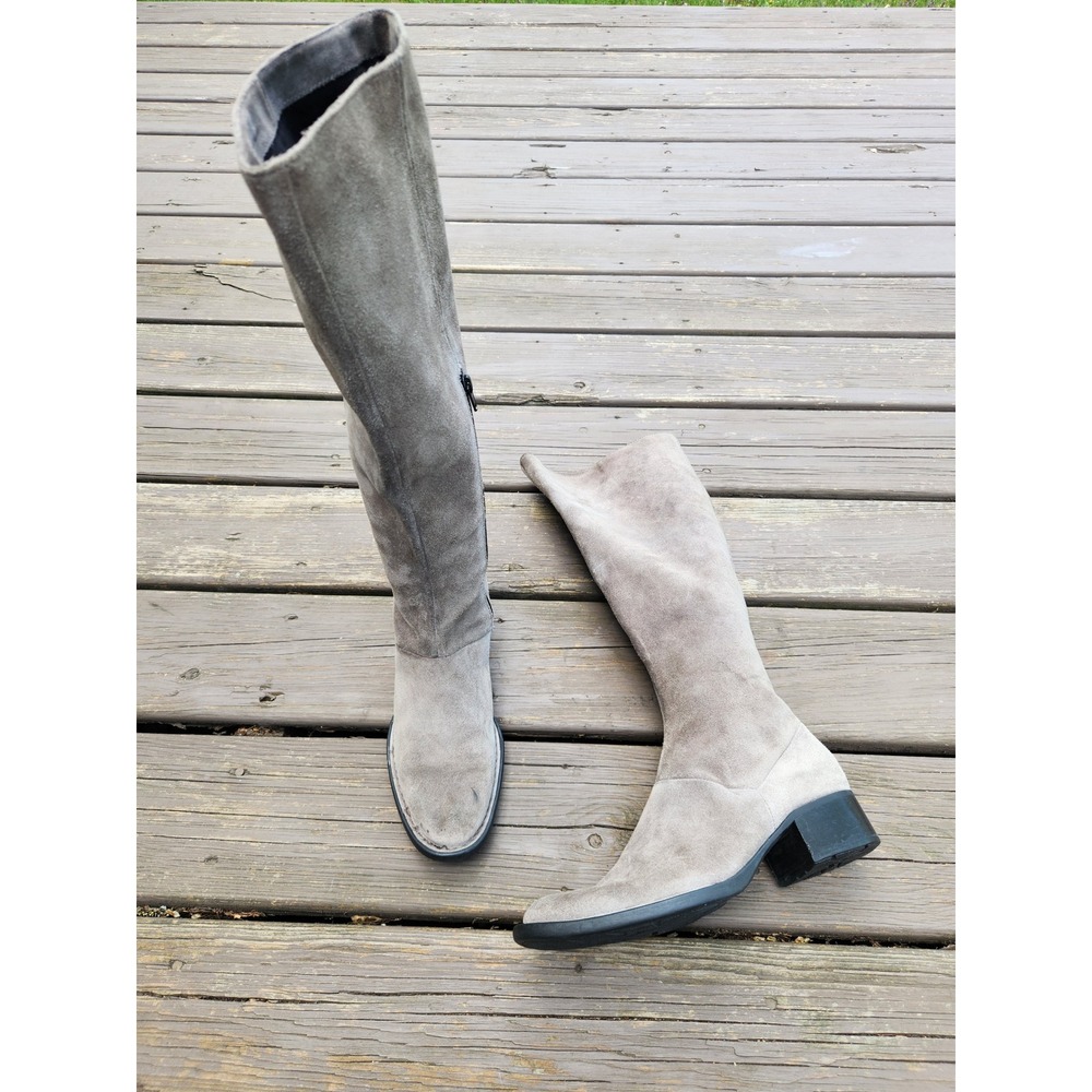 Born Crown Tall Boots Grey Suede‎ Knee High Block Heel Size 8/39
